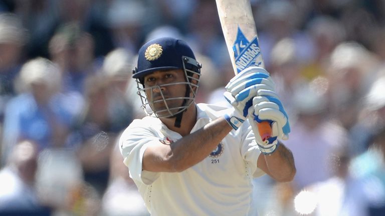 Mahendra Singh Dhoni of India bats during day two of 1st Investec Test match between England and India at Trent Bridge 
