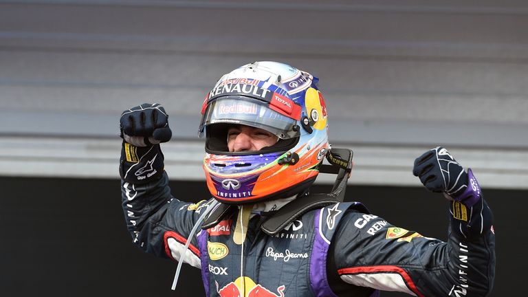 Daniel Ricciardo celebrates victory