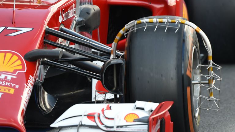 Ferrari with a particularly novel measuring device on the F14 T's front-left wheel