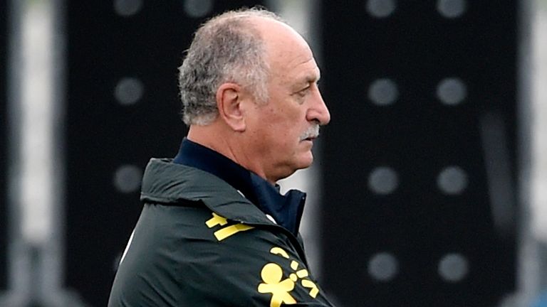 Head coach Luiz Felipe Scolari looks on during a training session of the Brazilian national football team