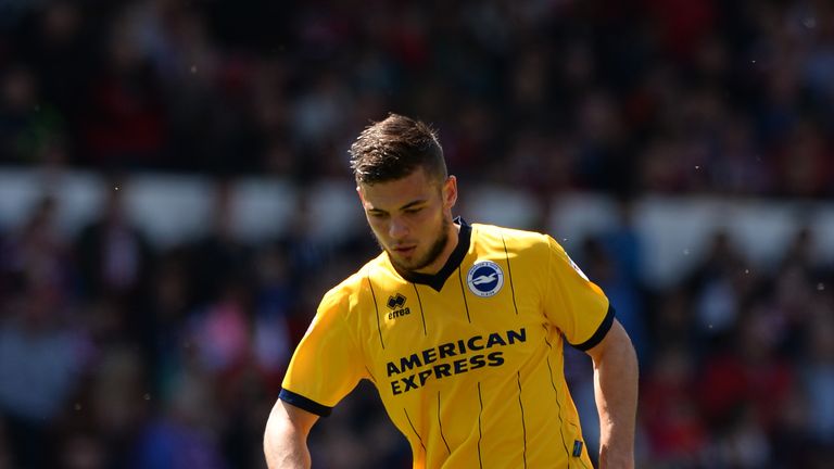NOTTINGHAM, ENGLAND - MAY 03:Jake Forster-Caskey of Brighton & Hove Albion during the Sky Bet Championship match between Nottingham Forest and Brighton & H