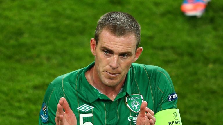 POZNAN, POLAND - JUNE 10:  Richard Dunne of Republic of Ireland walks off dejected  during the UEFA EURO 2012 group C between Ireland and Croatia at The Mu
