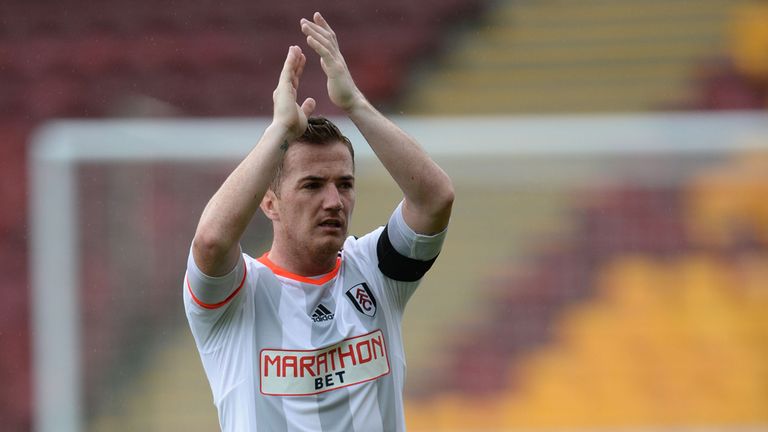 12/07/14 PRE-SEASON FRIENDLY.MOTHERWELL v FULHAM.FIR PARK - MOTHERWELL.Fulham's Ross McCormack applauds the fans he once played for