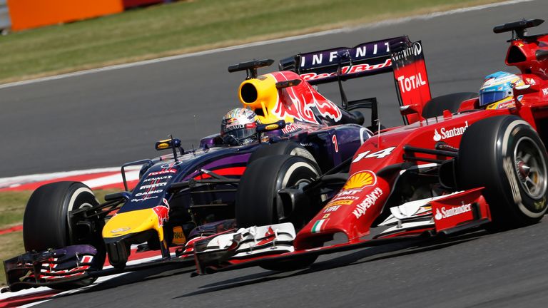 Sebastian Vettel and Fernando Alonso battle
