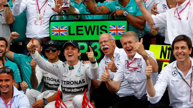 Mercedes celebrate their double podium