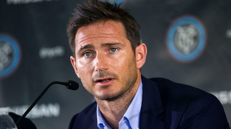Frank Lampard, of England, answers a question after being introduced as a member of the MLS expansion club New York City FC