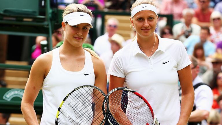 LONDON, ENGLAND - JULY 05:  Eugenie Bouchard of Canada and Petra Kvitova of Czech Republic pose for a picture before the Ladies' Singles final match on day