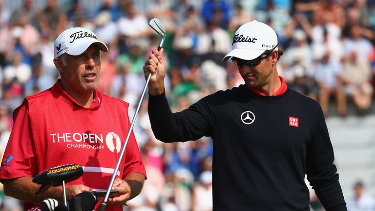 HOYLAKE, ENGLAND - JULY 18:  Adam Scott of Australia pulls a club on the fourth tee during the second round of The 143rd Open Championship at Royal Liverpo