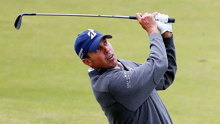  Matt Kuchar of the United States hits an approach during a practice round prior to the start of The 143rd Open Championship