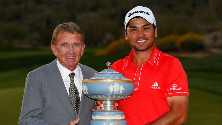 MARANA, AZ - FEBRUARY 23:  Jason Day of Australia (R) and PGA Tour Commissioner Tim Finchem after the WGC-Accenture Match Play
