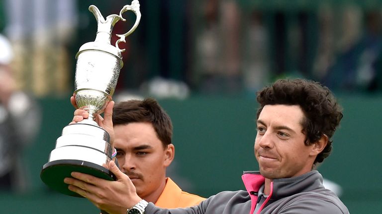 Northern Ireland's Rory McIlroy lifts the Claret Jug after winning the 2014 Open Championship at Royal Liverpool Golf Club, Hoylake.