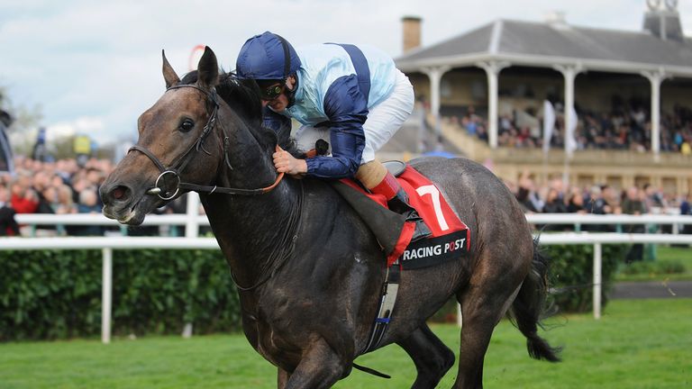 DONCASTER, ENGLAND - OCTOBER 26:  Andrea Atzeni riding Kingston Hill winners of The Racing Post Trophy (Group One) race during the Racing Post Trophy Meeti