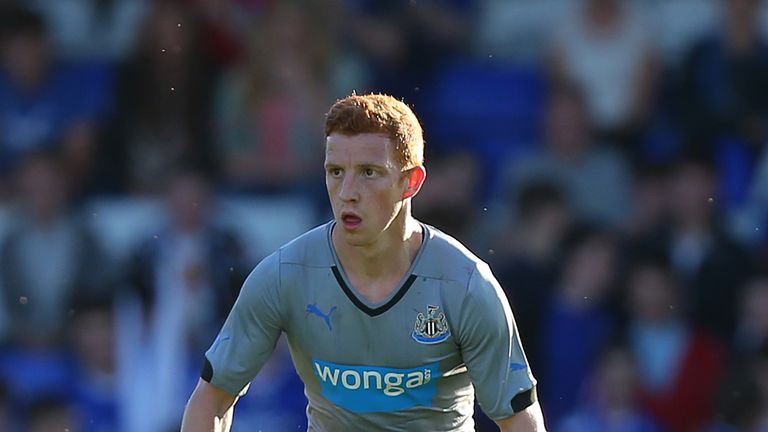 OLDHAM, ENGLAND - JULY 15: Jack Colback of Newcastle United in action against Oldham Athletic during the pre season friendly at SportsDirect.com Park on J