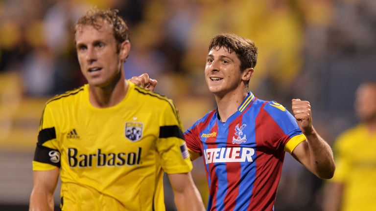 Jake Gray of Crystal Palace FC celebrates his second half goal against the Columbus Crew