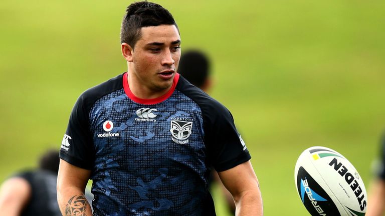 Kevin Locke during a Warriors' training session in Auckland