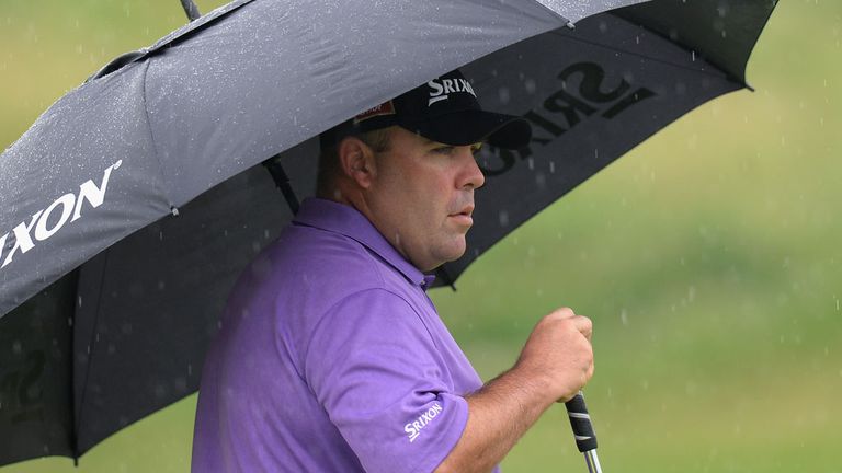 Kevin Stadler suffering on a dismal day in Paris
