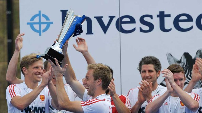 England captain Barry Middleton lifts the London Cup