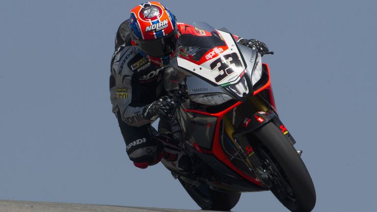 Marco Melandri on a hot day during WSB practice at Portimao