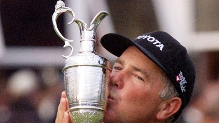 American Mark O`Meara kisses the Open Golf Championship Cup, 19 July, after beating his compatriot Brian Watts in a play off at Royal Birkdale.