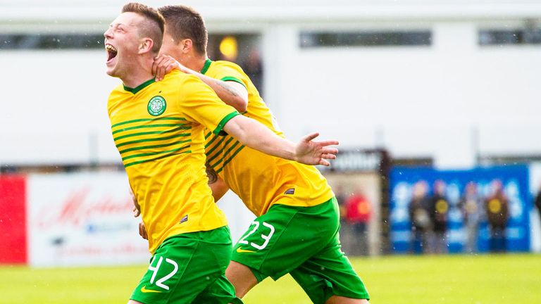 Callum McGregor: Celtic midfielder celebrates his goal against KR Reykjavik