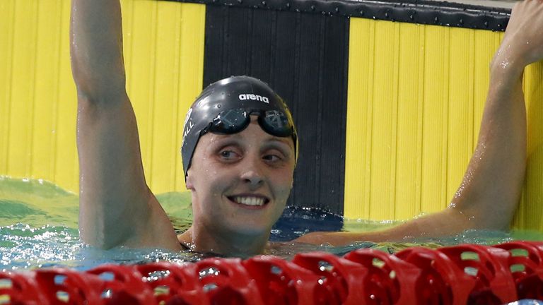 England's Francesca Halsall celebrates after winning the Women's 50m Butterfly Final, at Tollcross Swimming Centre, during the 2014 Commonwealth Games