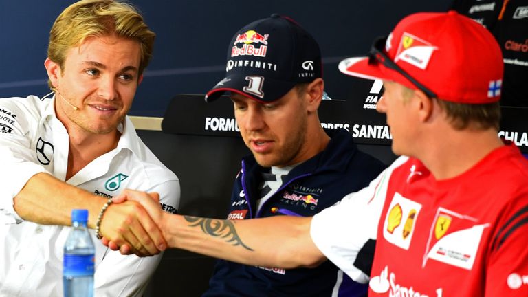 Nico Rosberg greets Kimi Raikkonen at Hockenheim