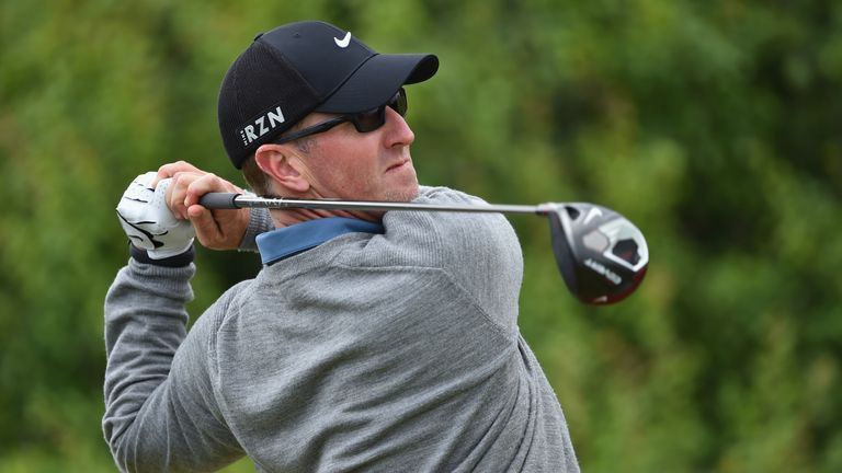 David Duval of the United States tees off during a practice round prior to the start of The 143rd Open Championship