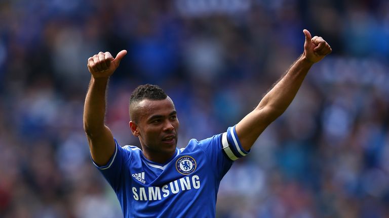 CARDIFF, WALES - MAY 11:  Ashley Cole of Chelsea gives a thumbs up to the fans at the end of the match during the Barclays Premier League match between Car