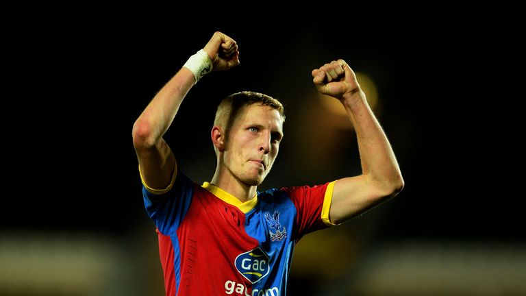 HULL, ENGLAND - NOVEMBER 23: Dean Moxey of Crystal Palace celebrates victory after the Barclays Premier League match between Hull City and Crystal Palace a