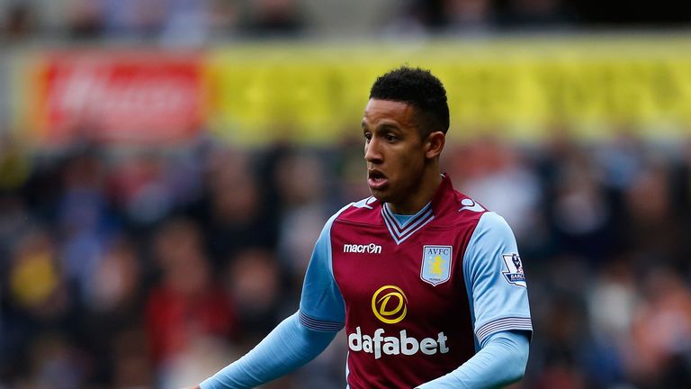 SWANSEA, WALES - APRIL 26: Callum Robinson of Aston Villa on the ball during the Barclays Premier League match between Swansea City and Aston Villa at Libe