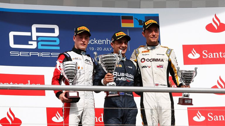 Stoffel Vandoorne, Mitch Evans and Jolyon Palmer on the podium (GP2 Series Media)