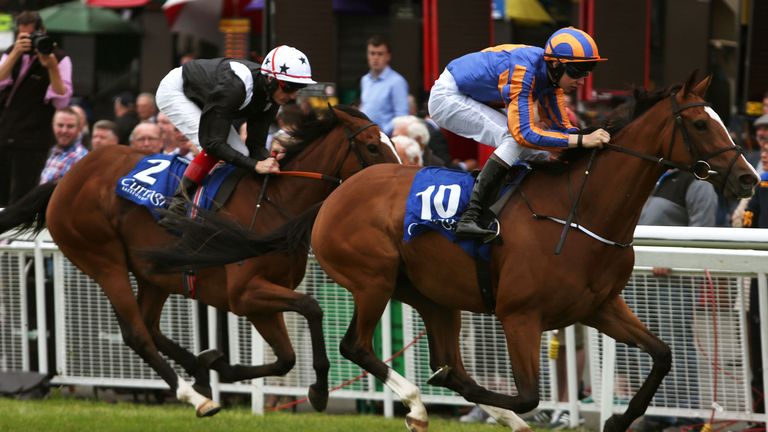 Toogoodtobetrue ridden by Joseph O'Brien (right) wins the Sycamore Lodge Equine Hospital European Breeders Fund Fillies Maiden.