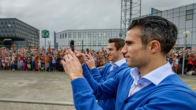 Stefan de Vrij and Robin van Persie, Netherlands' homecoming after World Cup 2014, Rotterdam