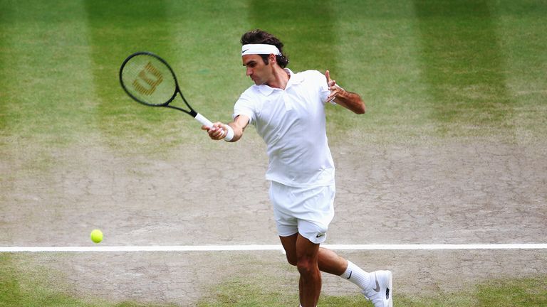 LONDON, ENGLAND - JULY 06:  Roger Federer of Switzerland during the Gentlemen's Singles Final match against Novak Djokovic of Serbia on day thirteen of the