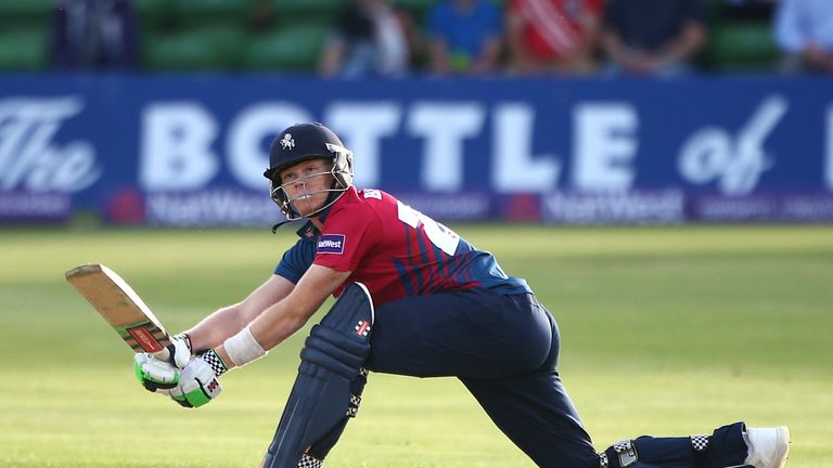 Sam Billings of Kent hits out during a Natwest T20 Blast match