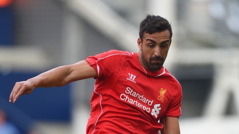 PRESTON, LANCASHIRE - JULY 19:  Jose Enrique of Liverpool in action during the pre season friendly match between Preston North End and Liverpool at Deepdal