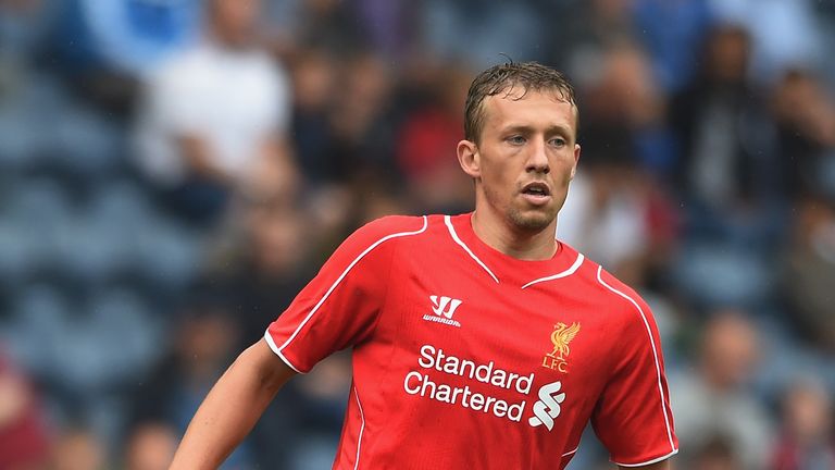 Lucas Leiva of Liverpool in action during the pre season friendly match between Preston North End and Liverpool at Deepdale 