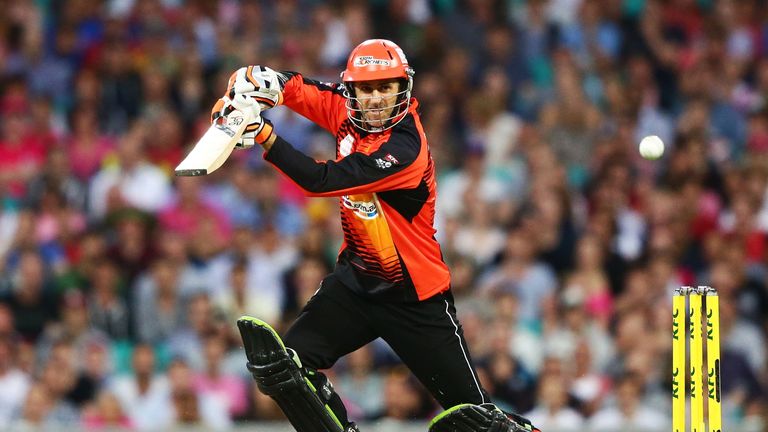 Simon Katich  drives during the Big Bash League semi final match between the Sydney Sixers and the Perth Scorchers