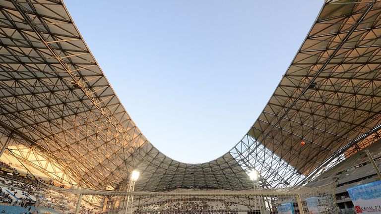 A General view of the velodrome stadium taken before the start of a French L1 football match between Marseille and 