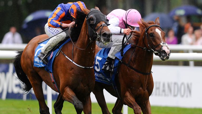 Table Rock leads Pretzel in the Hastings Direct Sir Henry Cecil Stakes