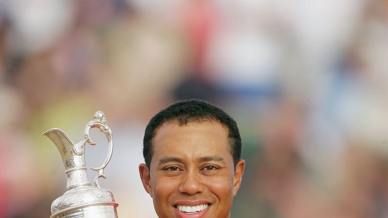 Tiger Woods with the Claret Jug after winning the Open at Hoylake