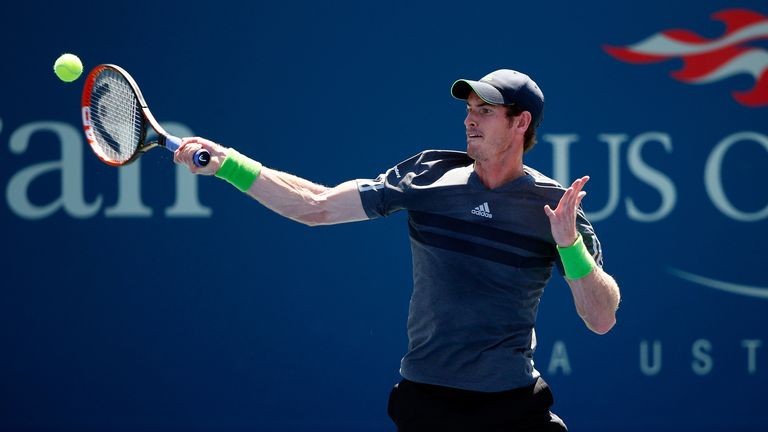 Andy Murray returns a shot at the US Open