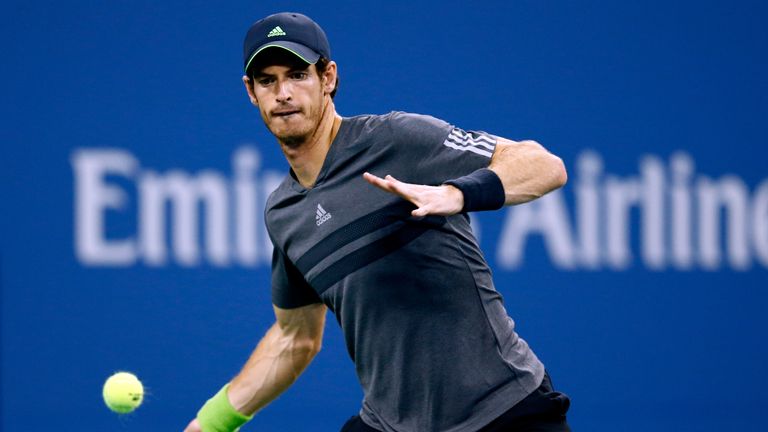 Andy Murray returns a shot on Day Four of the 2014 US Open