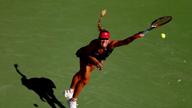 Angelique Kerber serves at the US Open