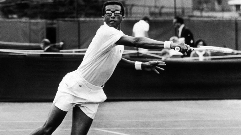 American tennis player Arthur Ashe (1943 - 1993) competing in London, 17th June 1968