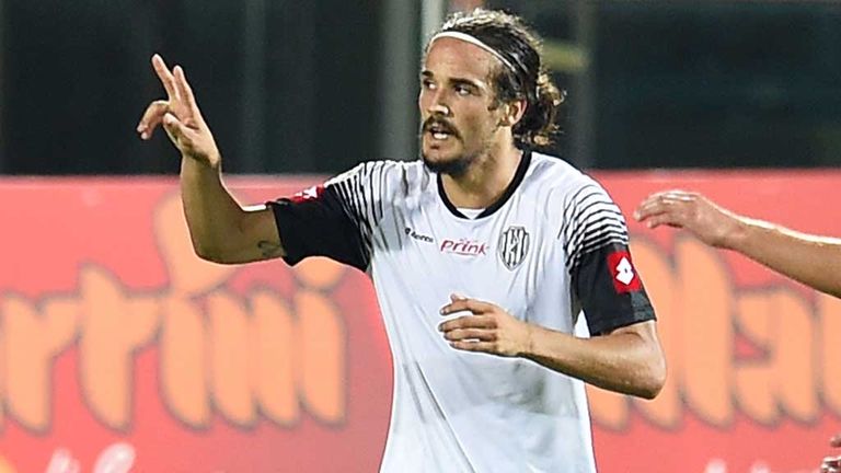 CESENA, ITALY - AUGUST 31:  Alejandro Rodriguez of Csena celebrates after scoring the opening goal during the Serie A match between AC Cesena and Parma FC 