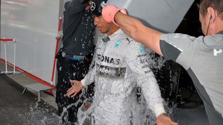 Lewis Hamilton takes the ice-bucket challenge