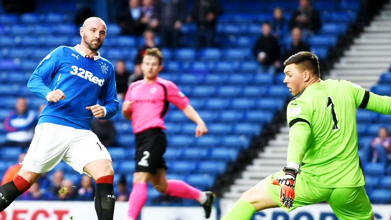 Rangers striker Kris Boyd scores his second goal in the 8-1 victory over Clyde