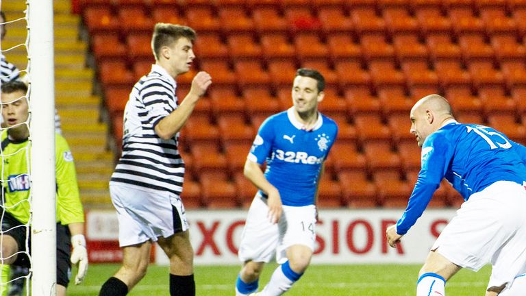 Kris Boyd scores the winning goal for Rangers against Queen's Park