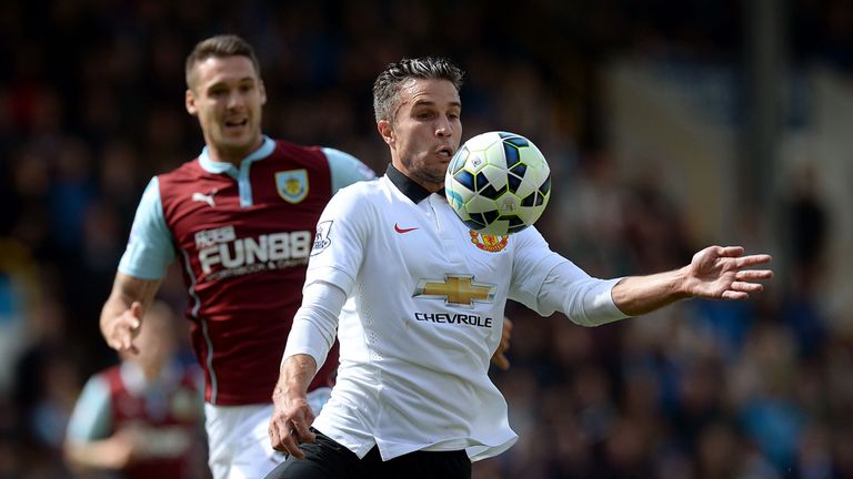 Manchester United's Robin van Persie in action during the Barclays Premier League match at Turf Moor, Burnley. 